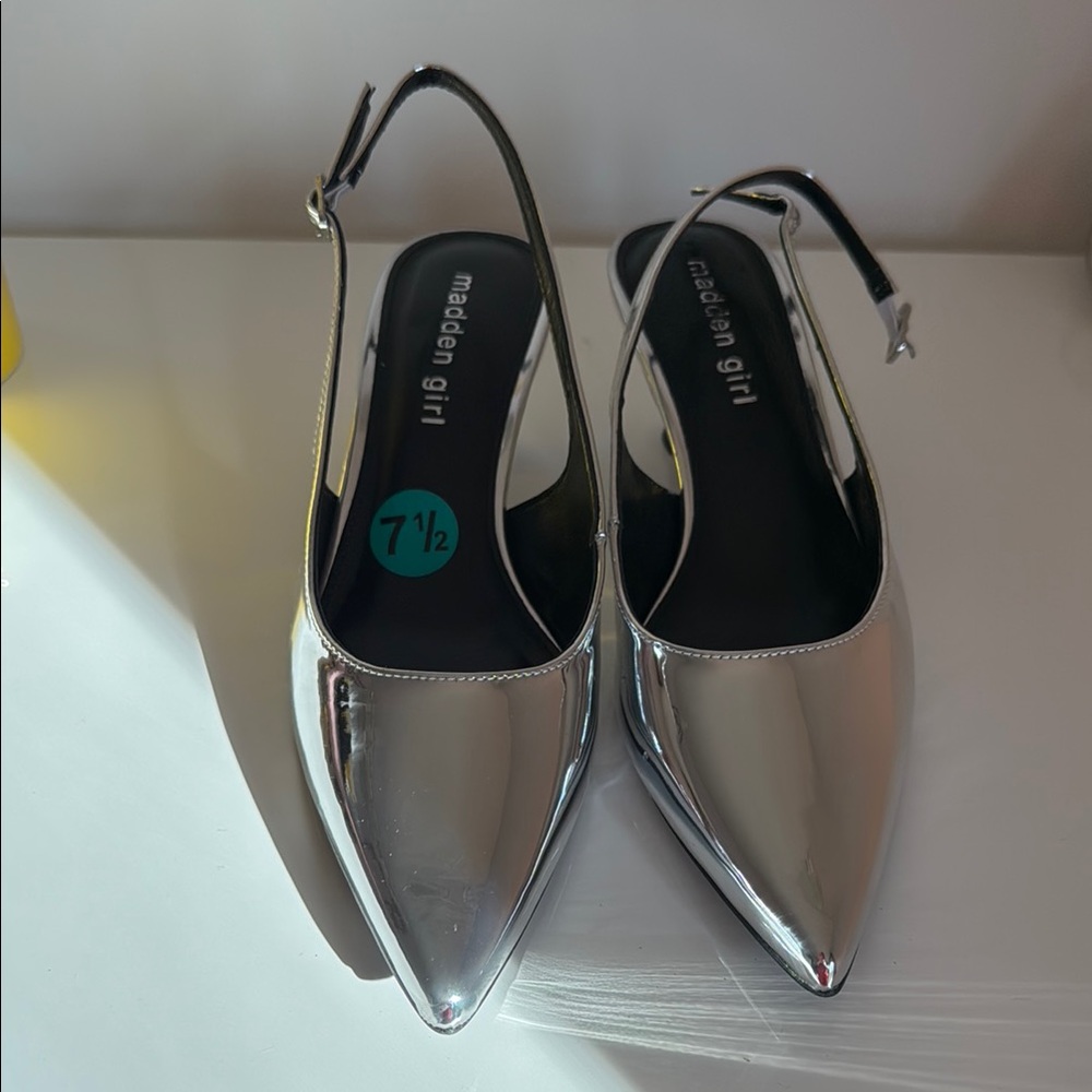 Madden Girl Silver Slingback Heels